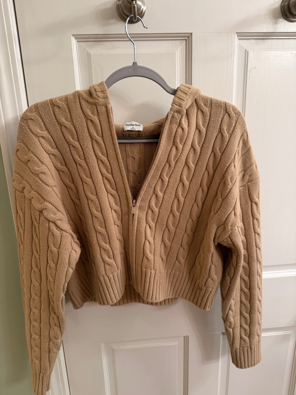 Sunday Best Octavia Zip Hoodie Cable-Knit - Camel Brown
